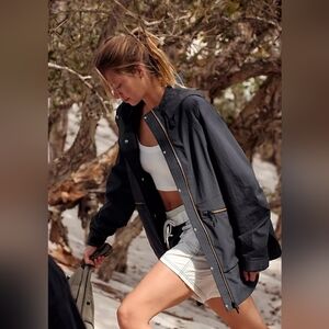 Free People Singin' In The Rain Packable Jacket Black Small NWT